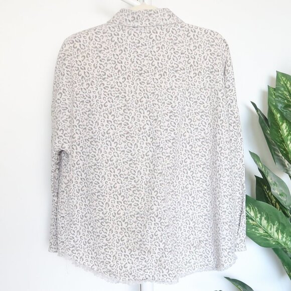 Zara Leopard / Animal Print Long Sleeve Denim Jacket / Long Sleeve Over-Shirt S - Picture 10 of 11